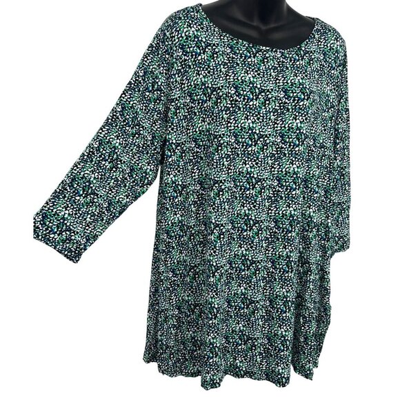 Philosophy Woman Plus Size 2X Tunic Top Blouse 3/4 Sleeve Round Neck Blue New - Picture 4 of 10